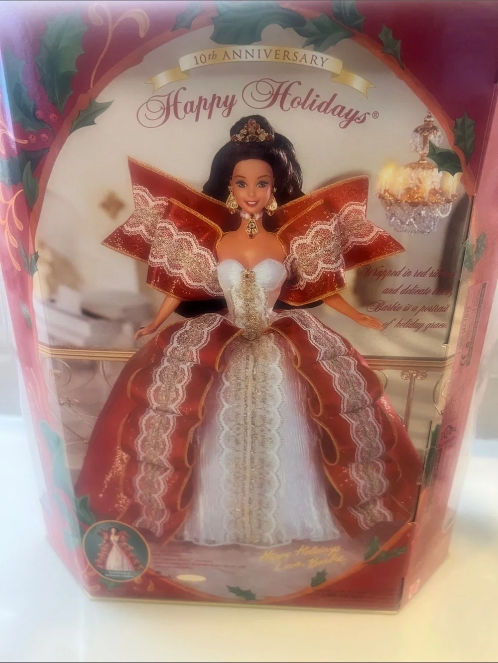 Barbie 1997 Happy Holidays Red Gold Holiday Gown Never Opened